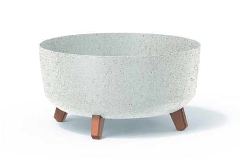Flower pot GRACIA LOW ECO WOOD, eco white