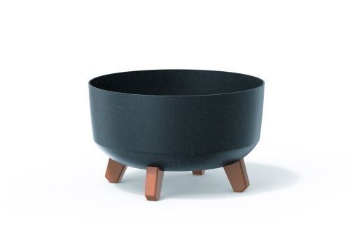 Flower pot GRACIA LOW ECO WOOD, eco anthracite