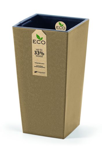 URBI SQUARE ECO WOOD Висока кашпа със саксия, 55см, натурален