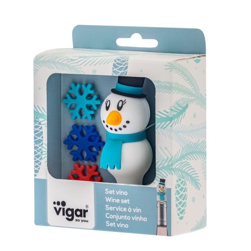 VIGAR SNOWMAN SILICONE WINE SET