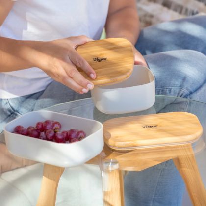 Кутия за храна правоъгълна VIGAR TAULA BAMBOO, бял