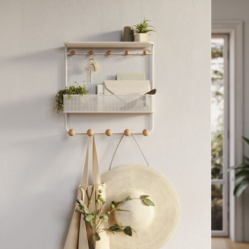 UMBRA ESTIQUE SHELF WITH HOOKS WHITE