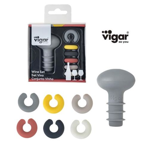 VIGAR MAID GREY Тапа за бутилка и маркери за чаши, цветни