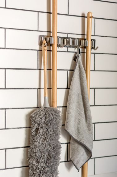 VIGAR METALIC TRIPLE BROOM HOLDER WITH ADHESIVE