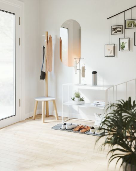 PILLAR STOOL/COATRACK WHT/NAT