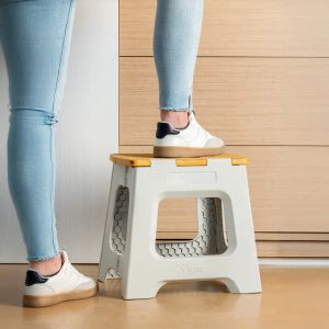 VIGAR COMPACT GREY BAMBOO ON TOP FOLDABLE 32CM STOOL