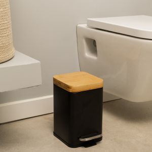 VIGAR ZENSE SQUARE BLACK METAL PEDAL BIN WITH PEDAL BIN 3 L