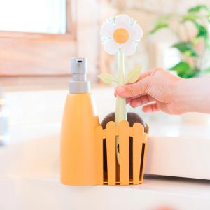 VIGAR FLORGANIC   Диспенсър за кухня с място за гъба, 3 части, оранжев