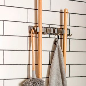 VIGAR METALIC TRIPLE BROOM HOLDER WITH ADHESIVE