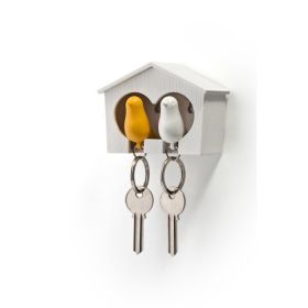 QUALY Duo Sparrow Keyring  Къщичка за ключове с ключодържатели, бял, жълт