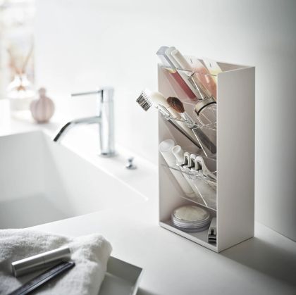 YAMAZAKI Tower Slanted Make-Up Storage Case WH