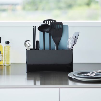 YAMAZAKI Tower Kitchen Tool & Cutting Board Holder BK