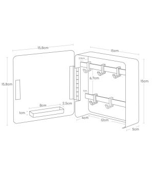YAMAZAKI Tower Square Шкафче органайзер за ключове, бял