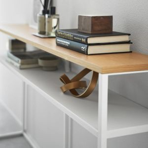 YAMAZAKI Tower Конзолна масичка с рафт, бял