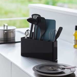 YAMAZAKI Tower Kitchen Tool & Cutting Board Holder BK