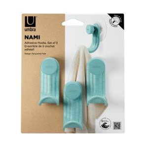 UMBRA NAMI ADHESIVE HOOK SET 3 OCN BLU