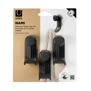 UMBRA NAMI ADHESIVE HOOK SET 3 OCBLK