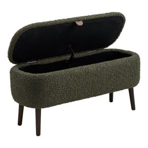 House Nordic Harlow Bench with storage, teddy, green, 95x37x45 cm,