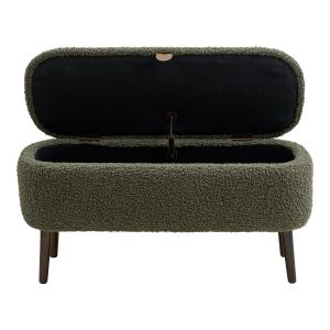 House Nordic Harlow Bench with storage, teddy, green, 95x37x45 cm,