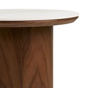 House Nordic Noli Side table, ceramic table top/walnut veneer, white/dark brown ø40x38 cm