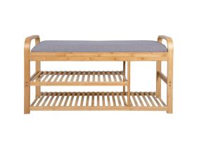 Leitmotiv Bench Arch Double Shelf bamboo Light wood