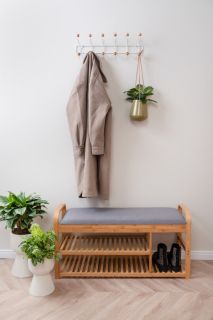 Leitmotiv Bench Arch Double Shelf bamboo Light wood